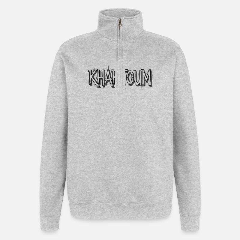 Khartoum Schriftzug im Graffiti-Stil - Quarter-Zip-Sweatshirt - Grau meliert