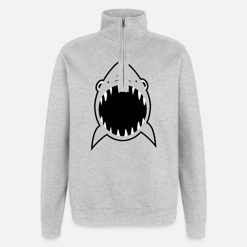 Requins - Sweat à zip 1/4 - gris chiné