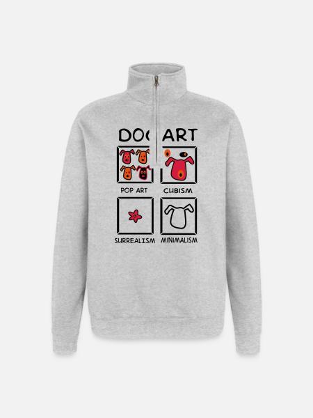 Hund - Quarter-Zip-Sweatshirt - Grau meliert
