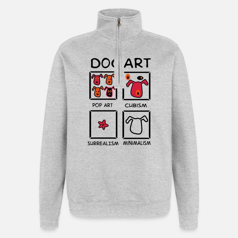 dog - Quarter-Zip Sweatshirt - heather grey