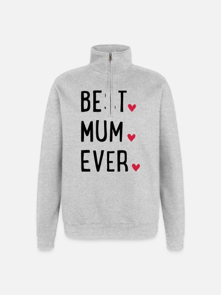 Beste Mama - Quarter-Zip-Sweatshirt - Grau meliert