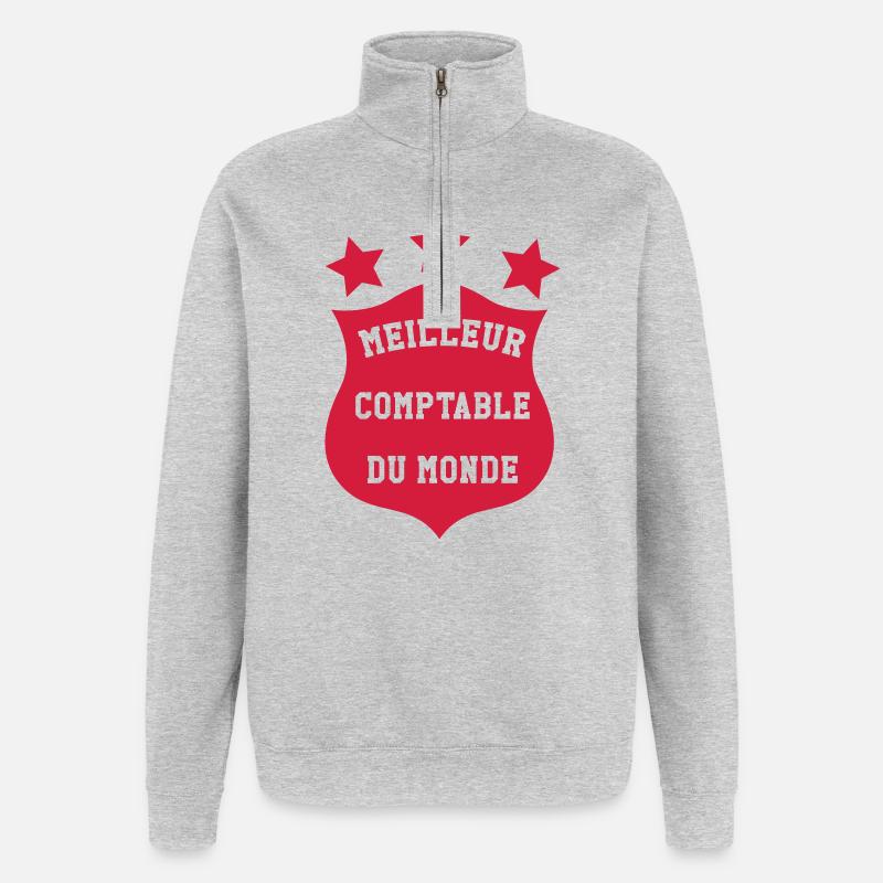comptable / comptabilité / argent / Finance / Euro - Sweat à zip 1/4 - gris chiné