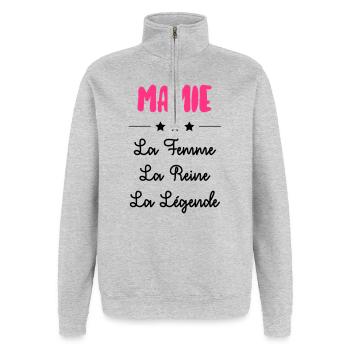 Mamie Mamy Grand-Mère Grand Mere Grands Parents - Quarter-Zip Sweatshirt - heather grey - Front - AI Model Female 172 light (172cm) & AI Model Male 178 dark (178cm)