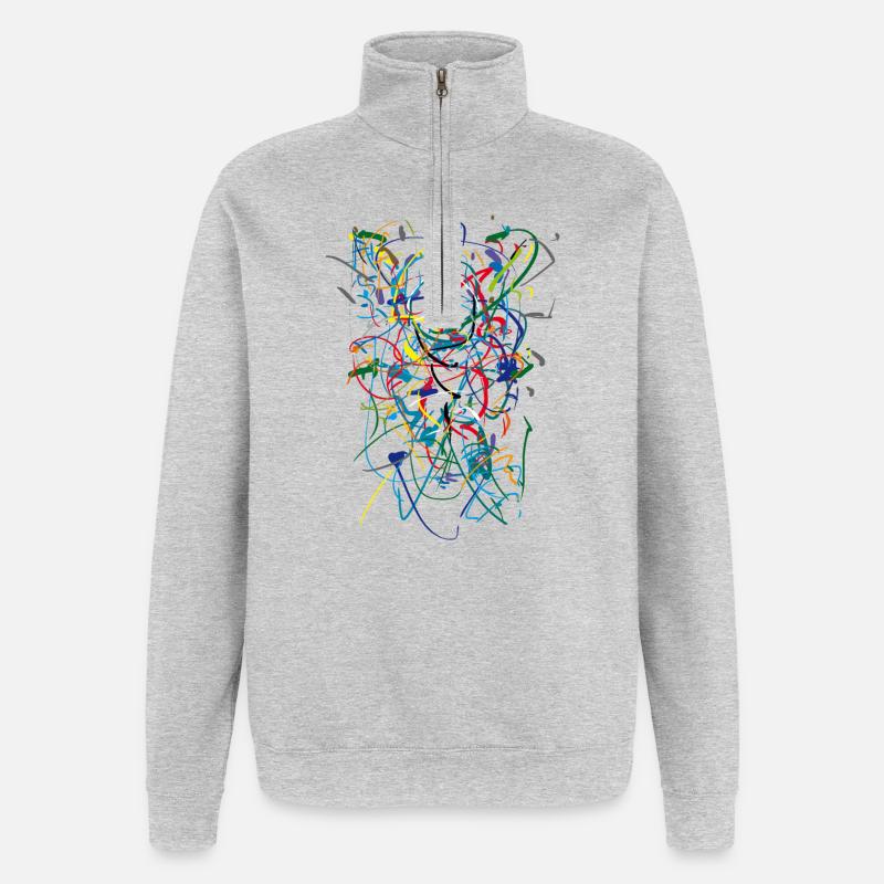 Abstrait - Sweat à zip 1/4 - gris chiné