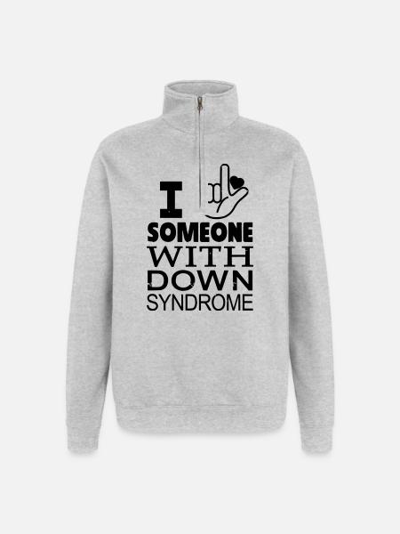 Down syndrome lovers - Quarter-Zip Sweatshirt - heather grey