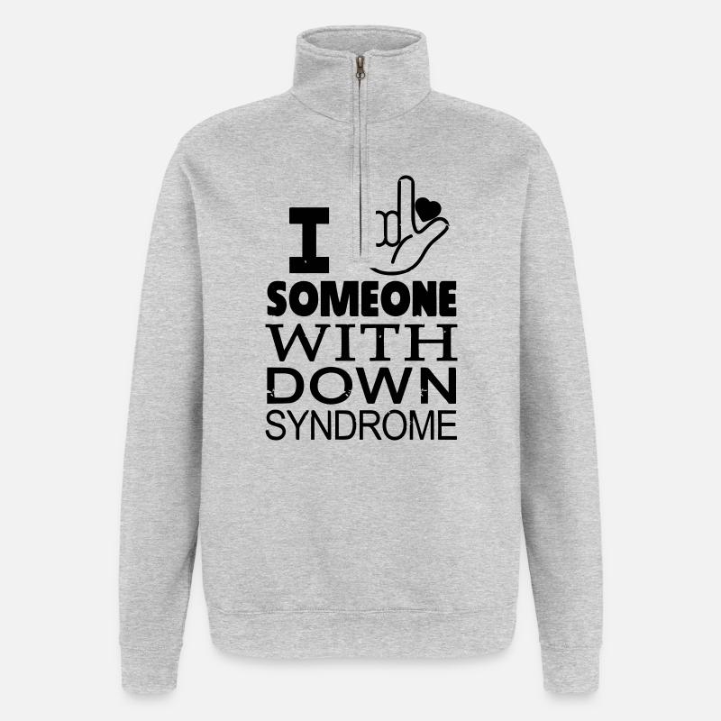 Down-Syndrom Liebhaber - Quarter-Zip-Sweatshirt - Grau meliert