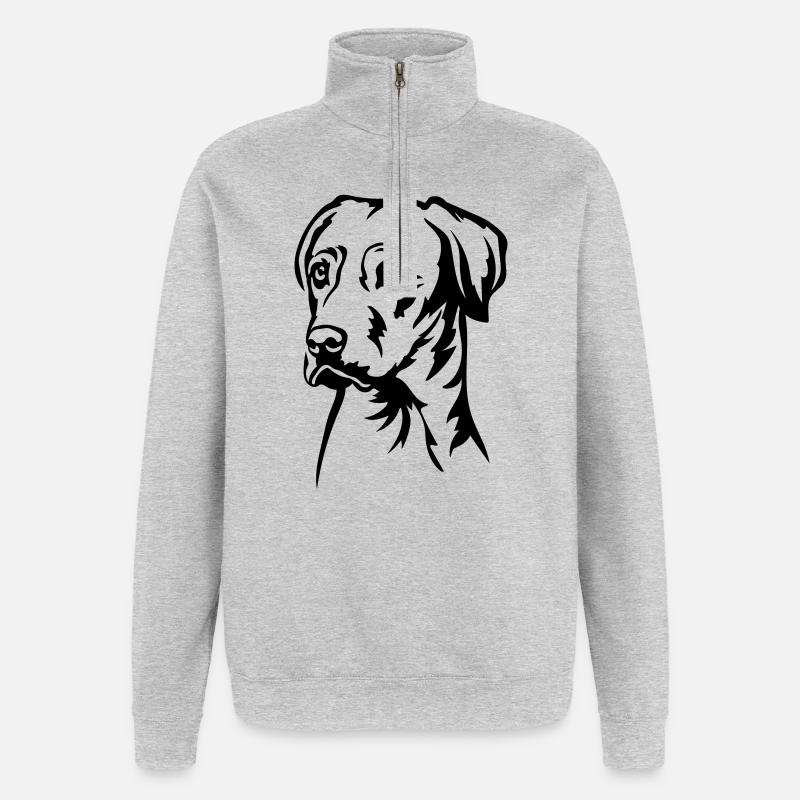 Rhodesian Ridgeback Head - Quarter-Zip Sweatshirt - heather grey