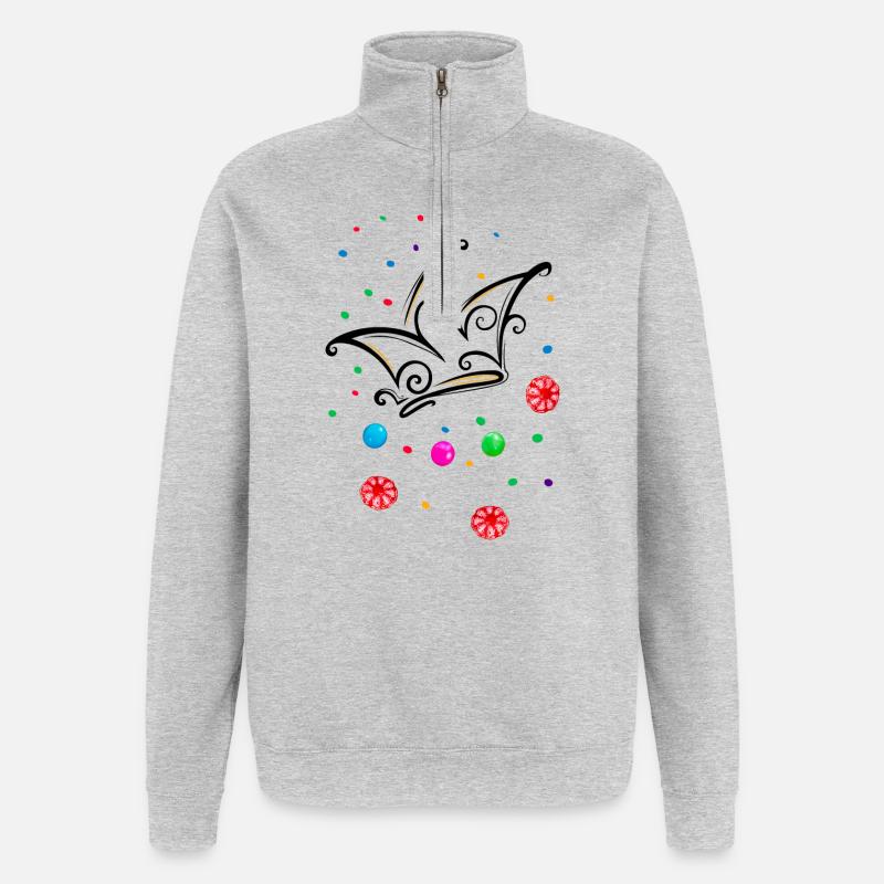 Fool's Cap Candy Camel - Quarter-Zip Sweatshirt - heather grey