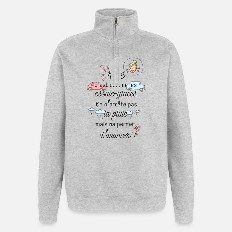 Le rire c'est comme les essuie-glaces - Sweat à zip 1/4 - gris chiné
