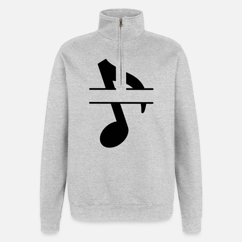 Textbanner Musiknote - Quarter-Zip-Sweatshirt - Grau meliert