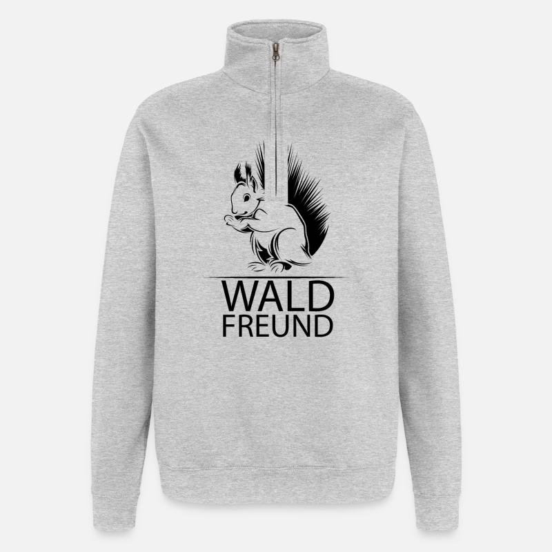 Waldfreund Eichhörnchen Wald Tiere Symbol Sprüche - Quarter-Zip-Sweatshirt - Grau meliert