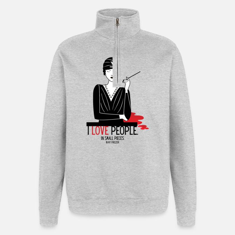 Philanthropie - Sweat à zip 1/4 - gris chiné
