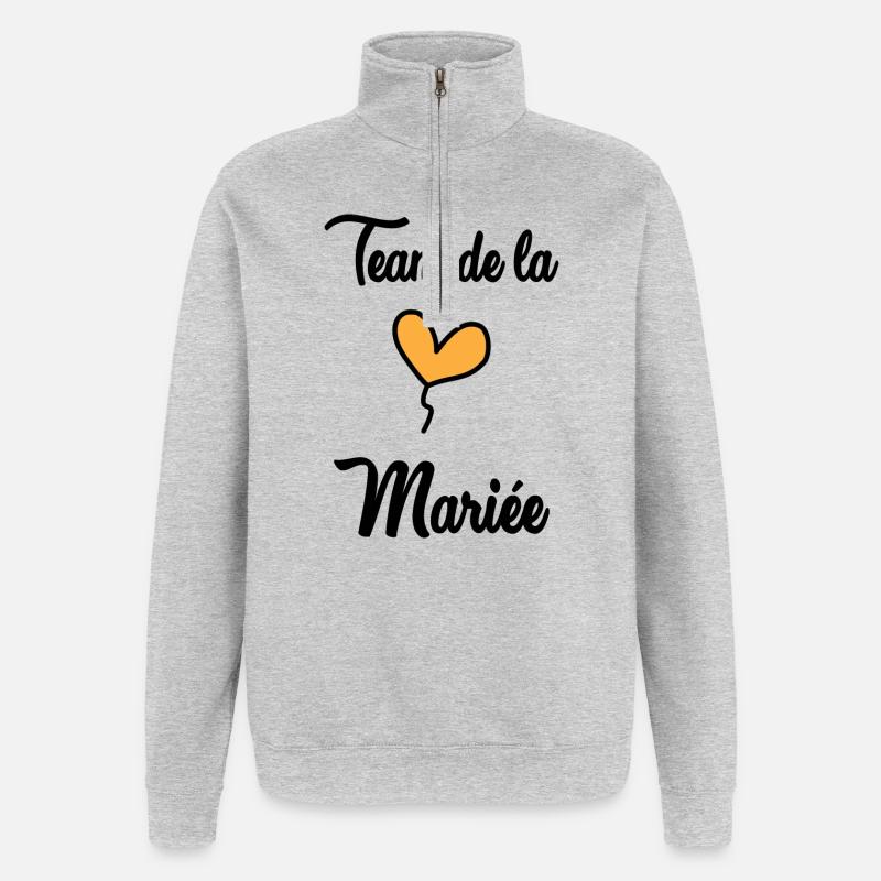 TEAM DE LA MARIEE - Sweat à zip 1/4 - gris chiné