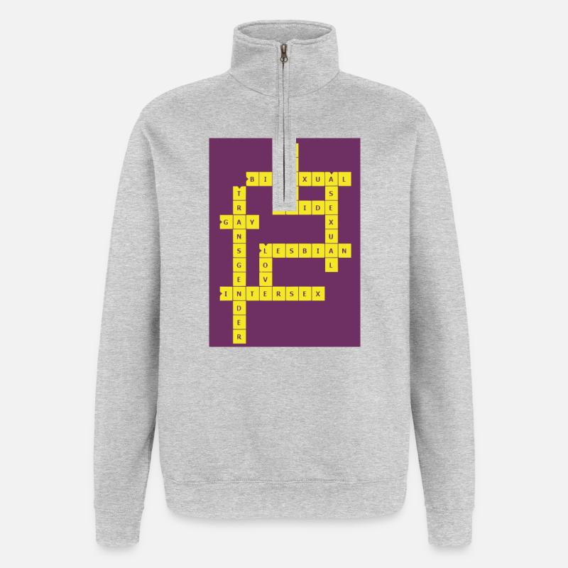 Kreuzworträtsel Divers - Quarter-Zip-Sweatshirt - Grau meliert