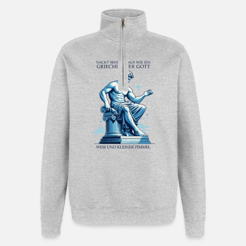Dio greco con un piccolo cazzo - Felpa con zip 1/4 - grigio melange