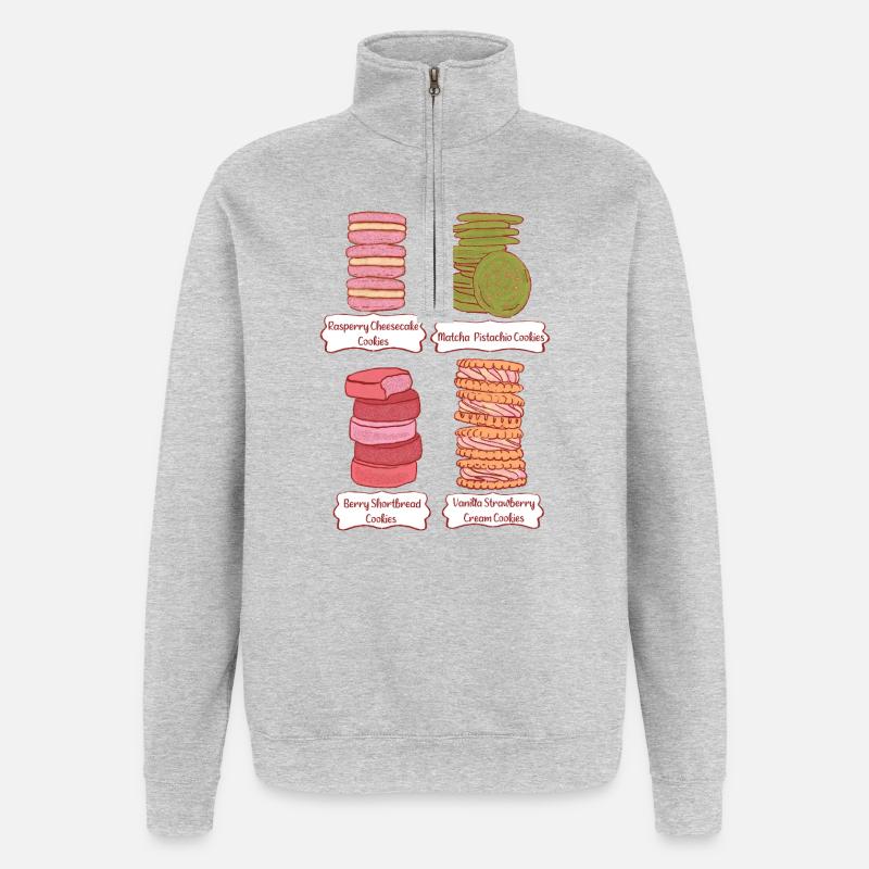 Pastellcookies Stack-Design - Quarter-Zip-Sweatshirt - Grau meliert
