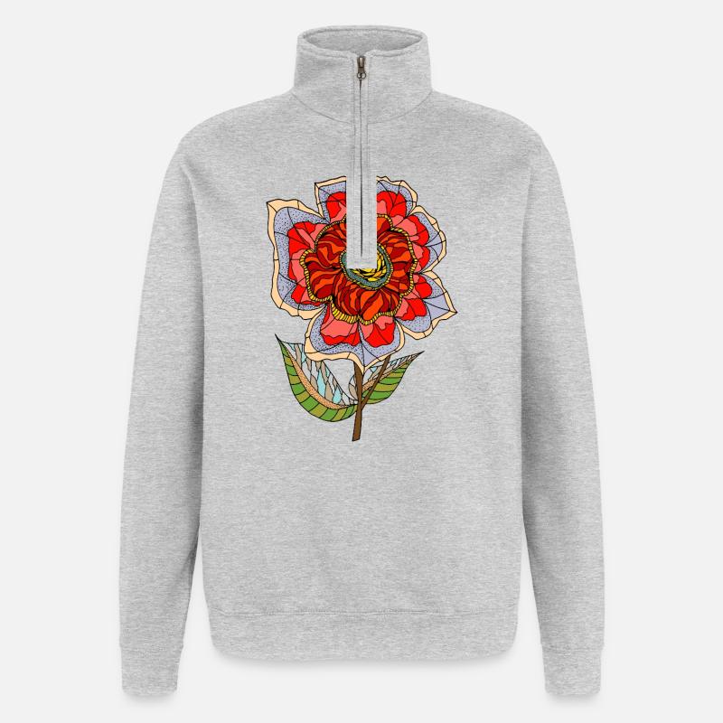 Blume - Quarter-Zip-Sweatshirt - Grau meliert