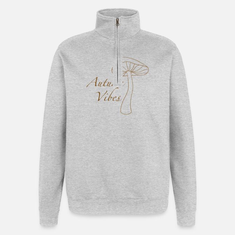 Herbstpilz Vibes - Quarter-Zip-Sweatshirt - Grau meliert