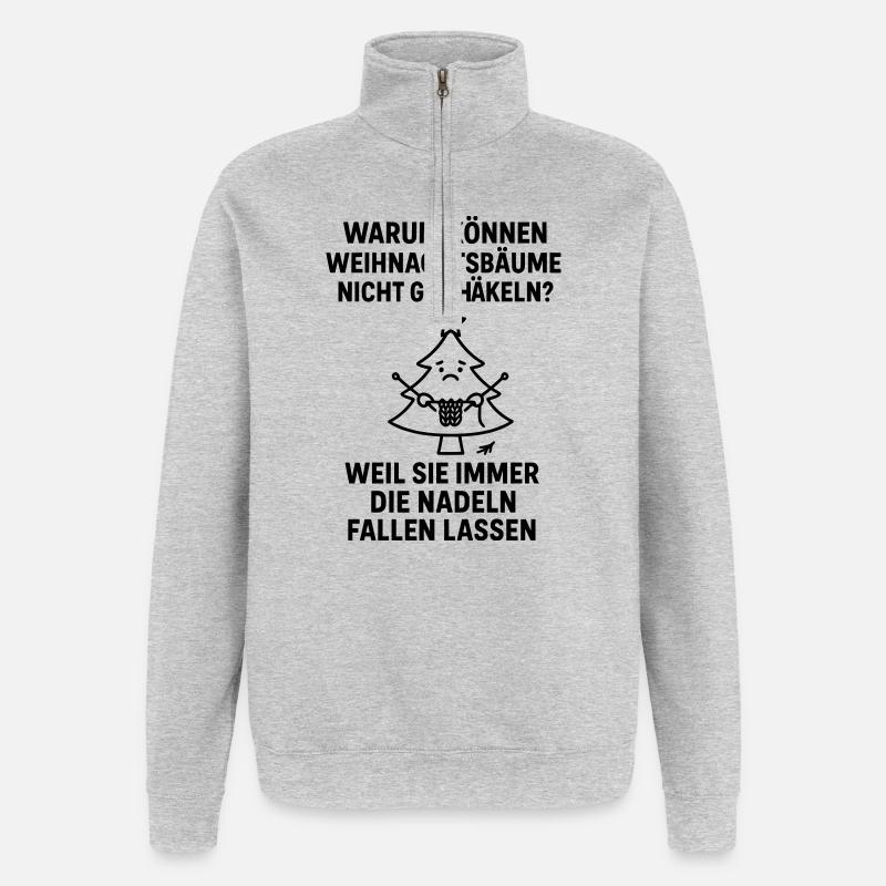 weihnachtsbaum häkeln witz nadeln fallen lassen - Quarter-Zip-Sweatshirt - Grau meliert