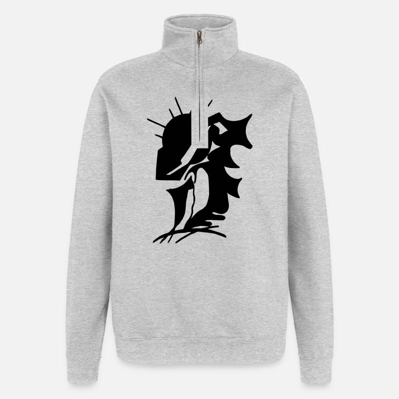Black Silence Minimal Design - Quarter-Zip Sweatshirt - heather grey