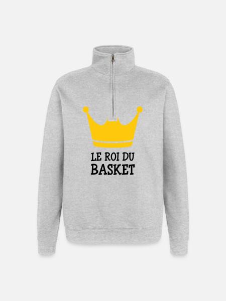 Le Roi du Basket - Sweat à zip 1/4 - gris chiné