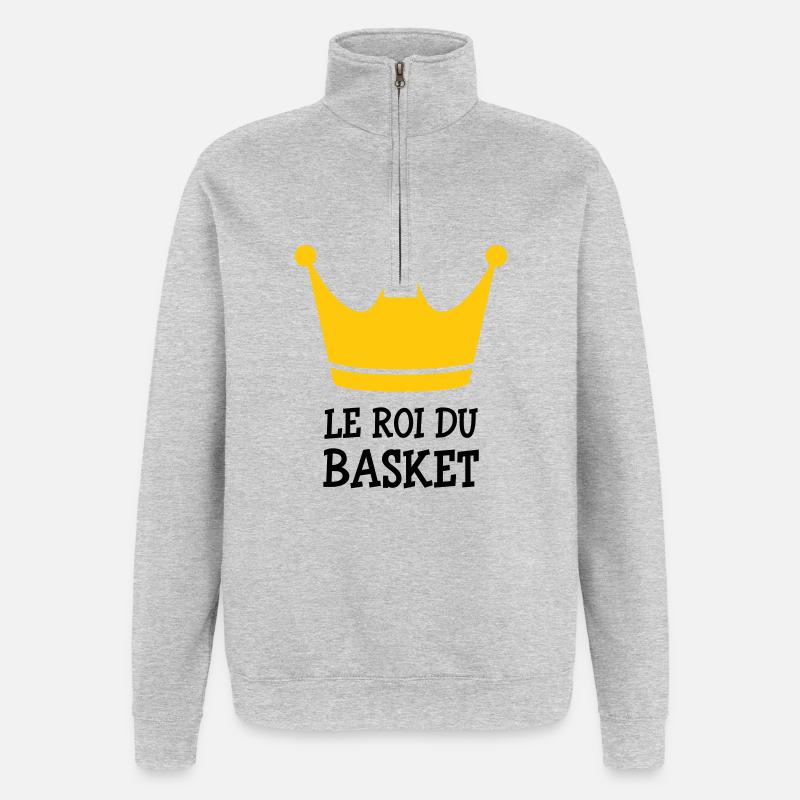 Der König des Basketballs - Quarter-Zip-Sweatshirt - Grau meliert