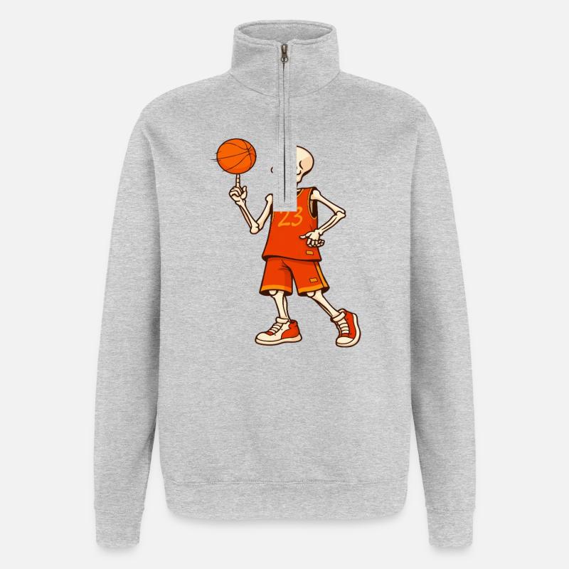 Skeleton Hoops 23 - Sweat à zip 1/4 - gris chiné