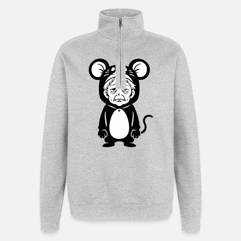 Karnevalsmuffel Maus - Quarter-Zip-Sweatshirt - Grau meliert