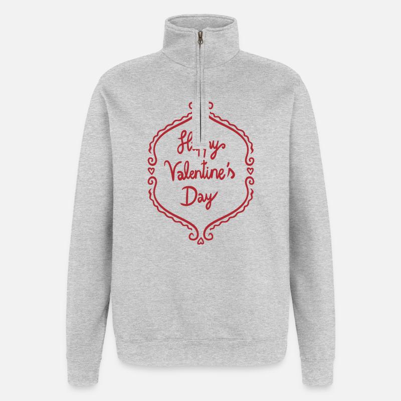 Cadre orné pour la Saint-Valentin - Sweat à zip 1/4 - gris chiné