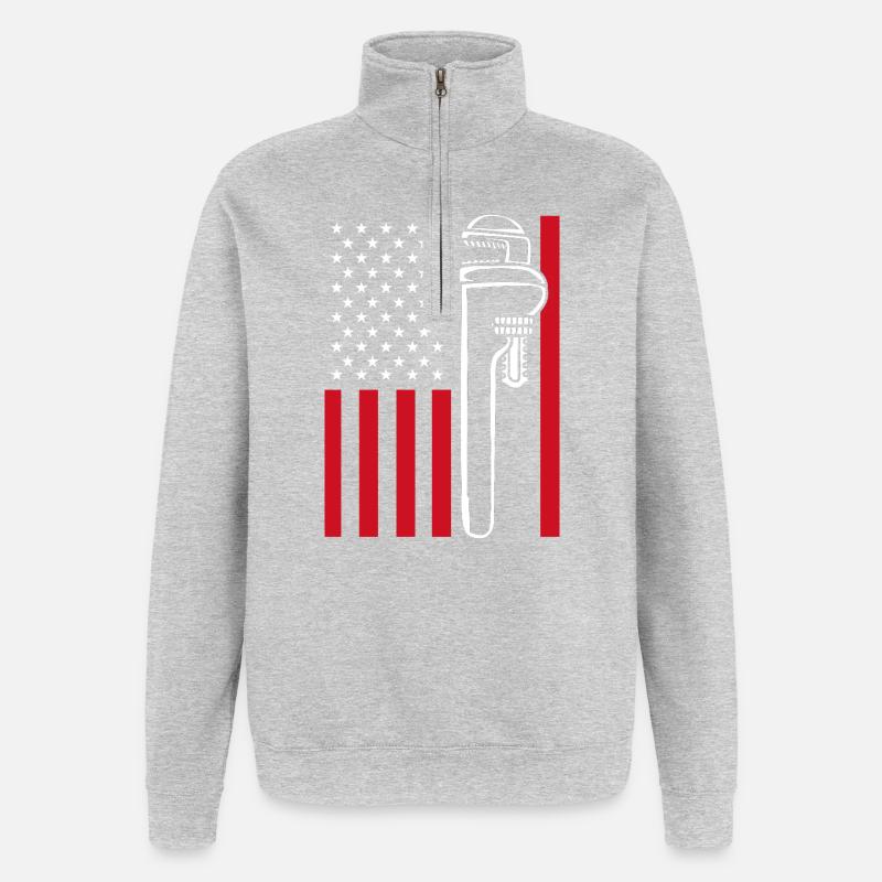Installateur Klempner - Quarter-Zip-Sweatshirt - Grau meliert