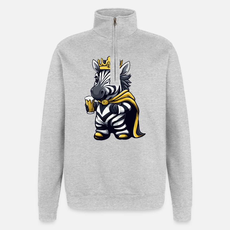 Zebra Bier König - Quarter-Zip-Sweatshirt - Grau meliert