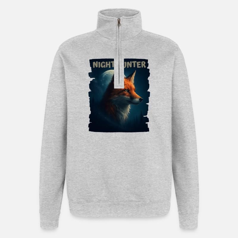 Ræv i Natteskoven - Sweatshirt med 1/4 lynlås - grå meleret