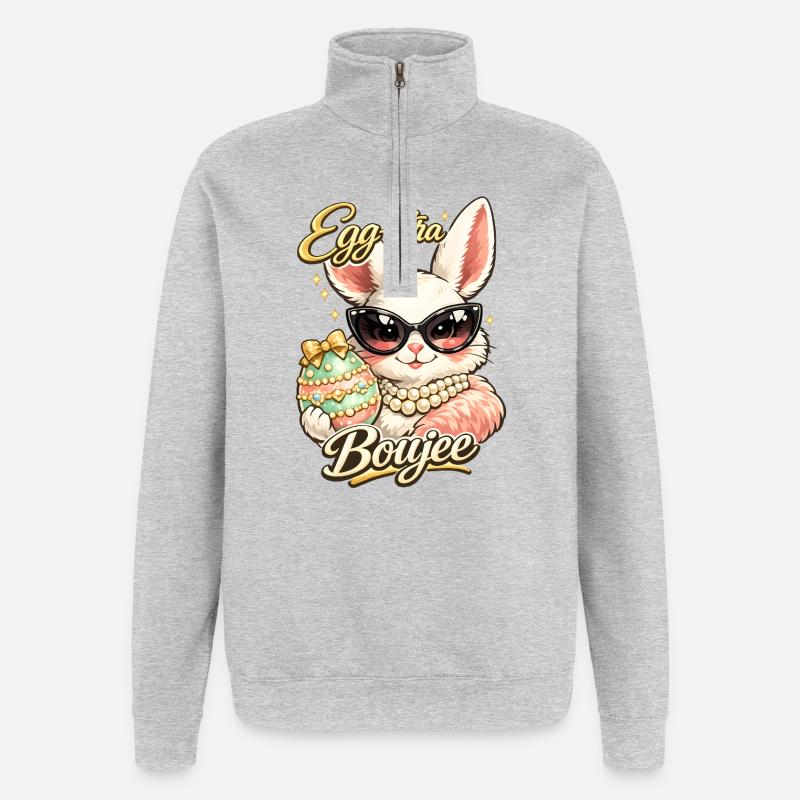 Eggstra Boujee Easter Bunny Easter - Quarter-Zip Sweatshirt - heather grey
