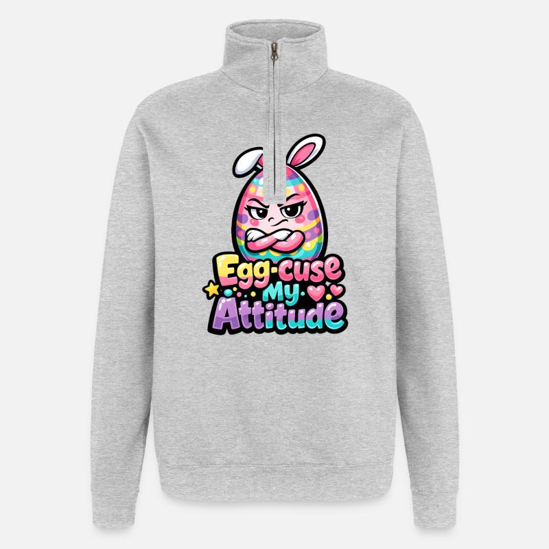 Excuse my Attitude Easter Pun - Quarter-Zip Sweatshirt - heather grey