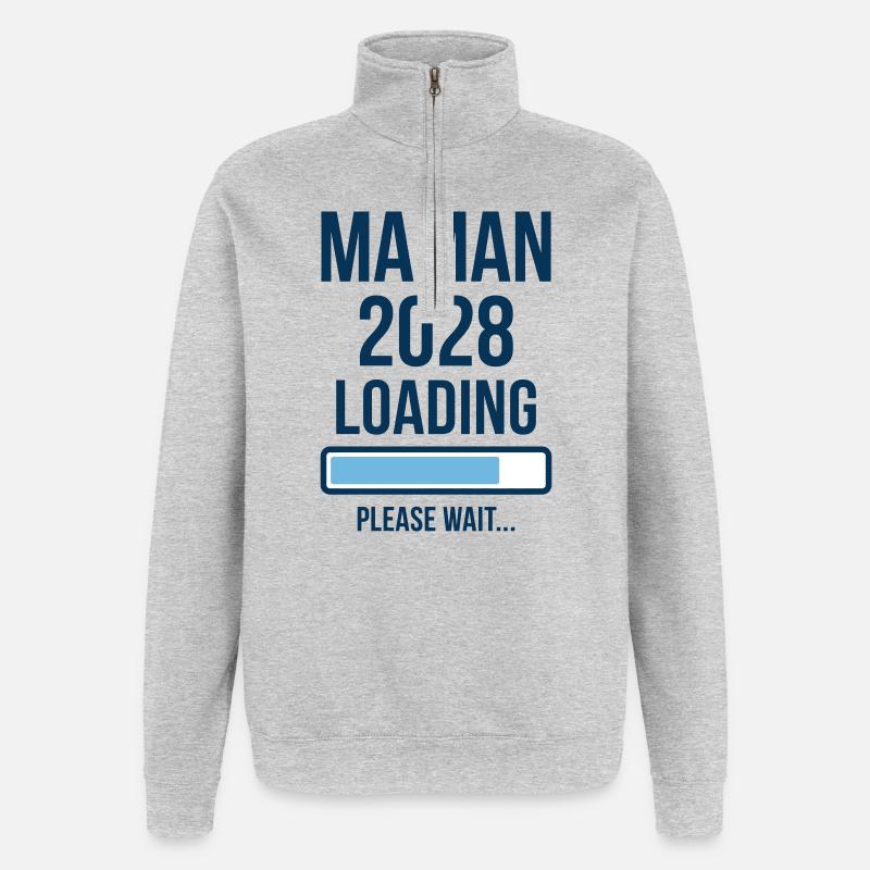 Annonce Grossesse Maman 2028 Loading - Sweat à zip 1/4 - gris chiné