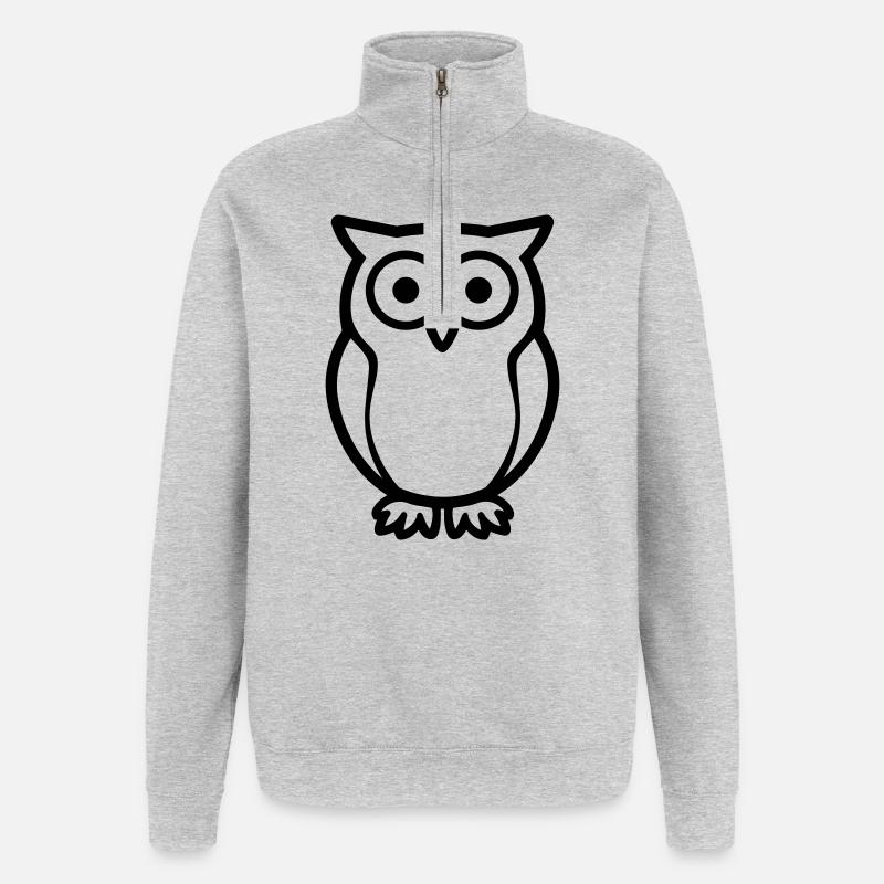 Eule - Quarter-Zip-Sweatshirt - Grau meliert