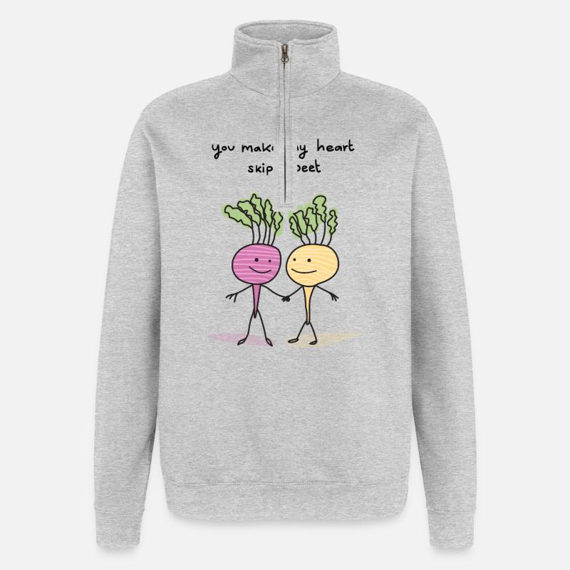 Duo Battement de Cœur de Betterave - Sweat à zip 1/4 - gris chiné