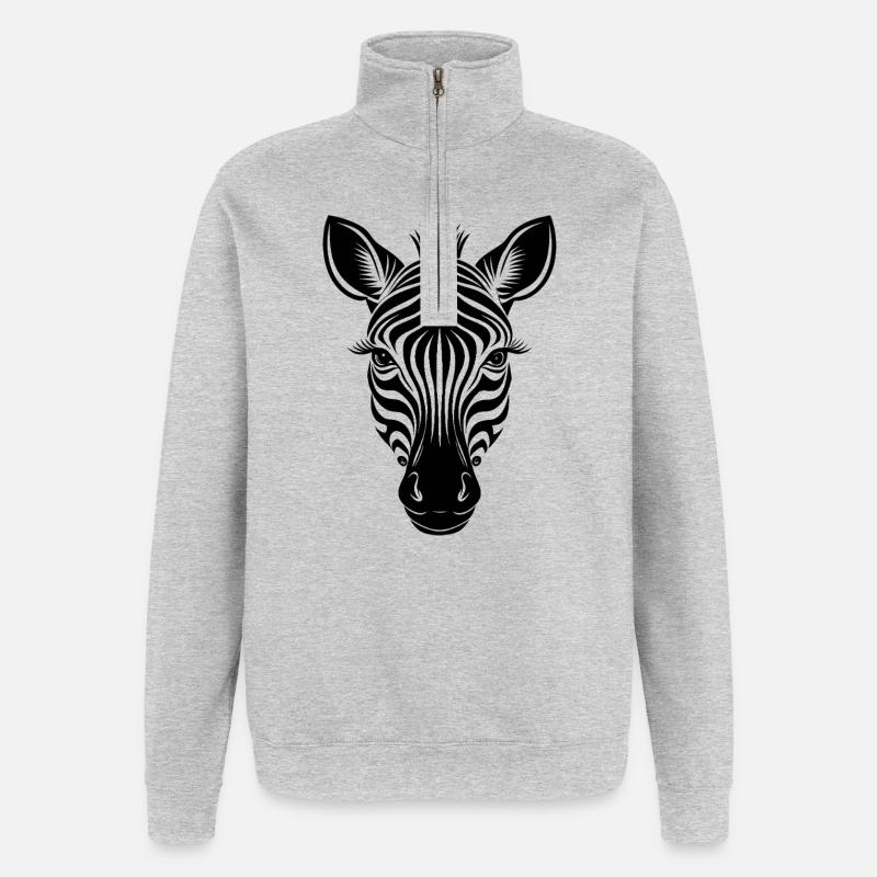 Zebra face - Quarter-Zip Sweatshirt - heather grey