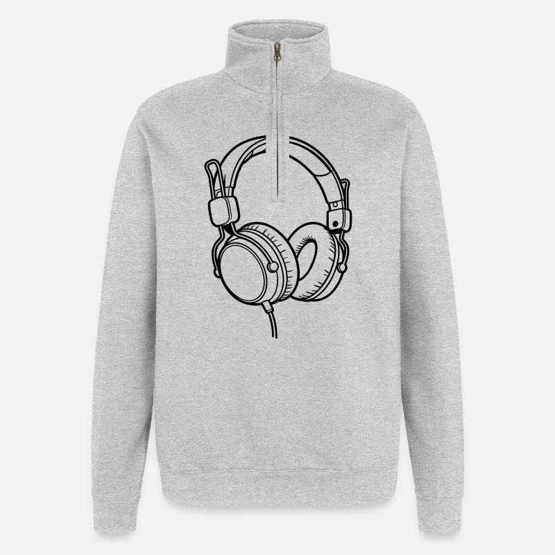headphones - Quarter-Zip Sweatshirt - heather grey