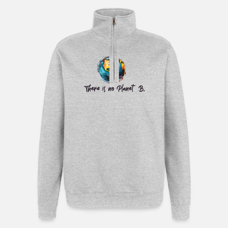 Protection du climat No Planet B - Sweat à zip 1/4 - gris chiné