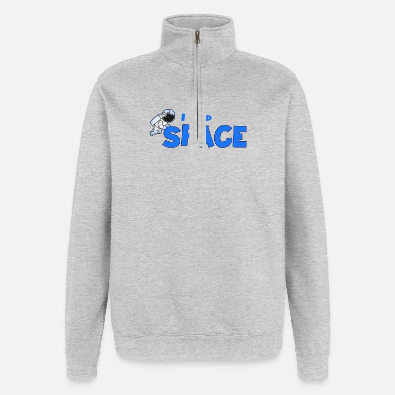 Ich brauche Platz - Quarter-Zip-Sweatshirt - Grau meliert