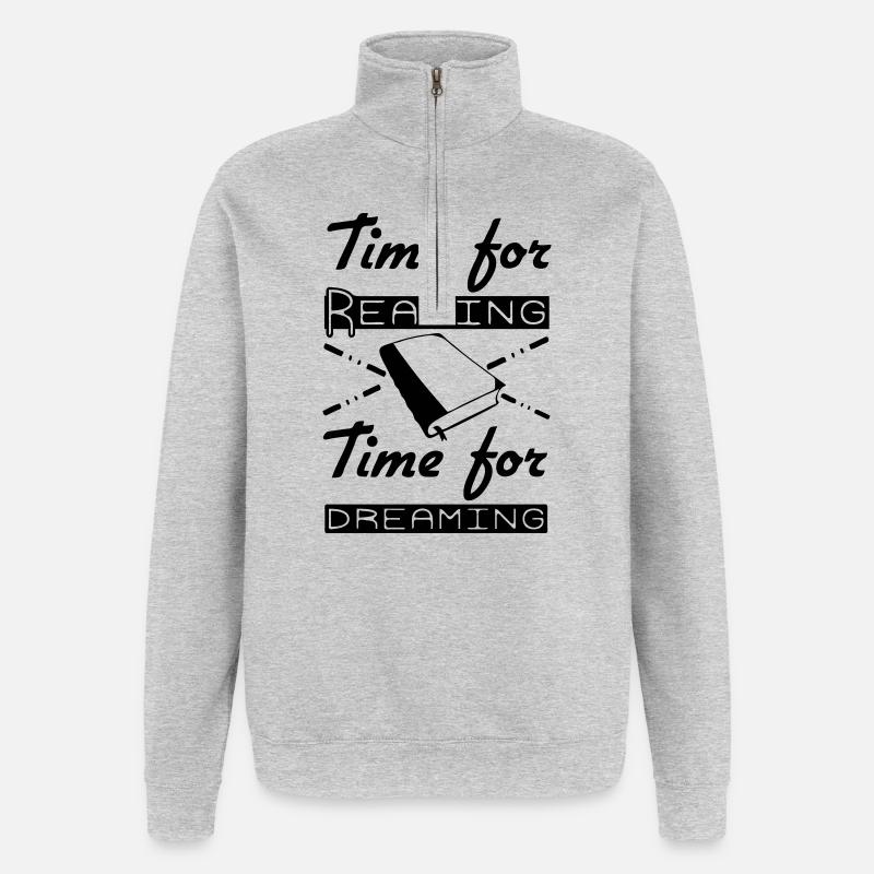 Time for Reading & Dreaming - Quarter-Zip Sweatshirt - heather grey