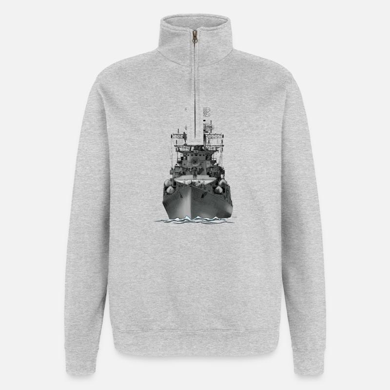Ship - Sweat à zip 1/4 - gris chiné
