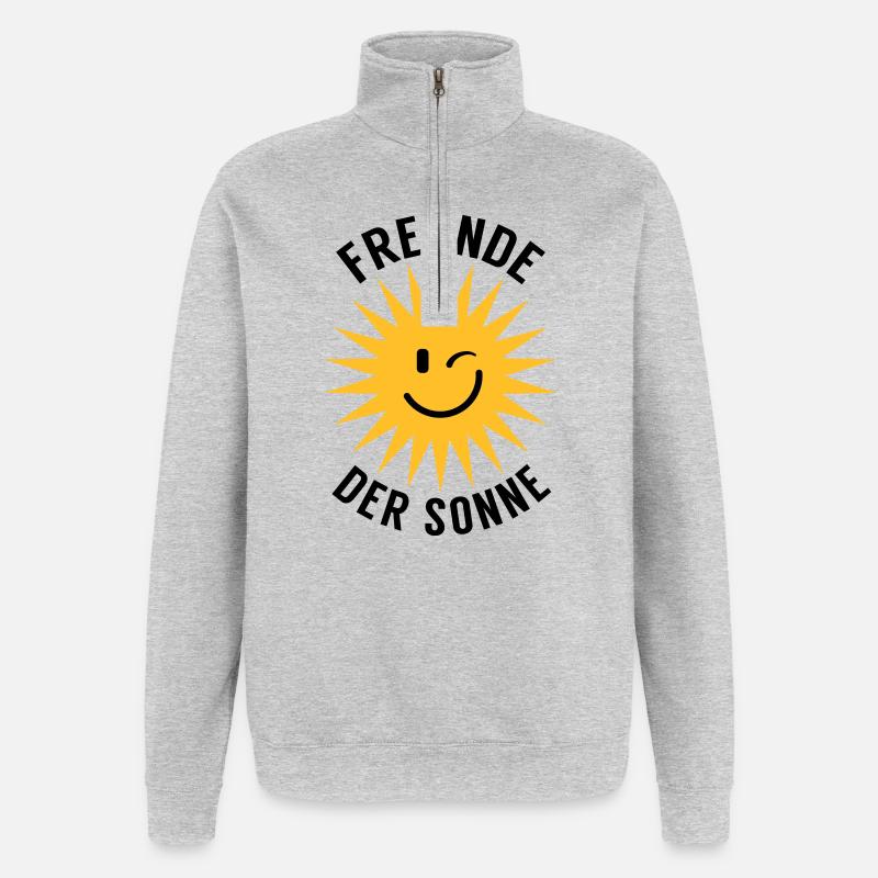 Freunde der Sonne - Quarter-Zip-Sweatshirt - Grau meliert