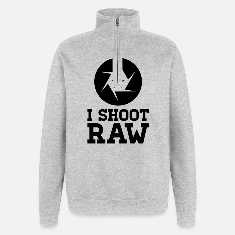 I Shoot RAW - Star - Sweat à zip 1/4 - gris chiné
