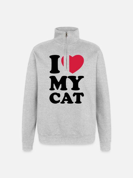 I love my cat - Quarter-Zip Sweatshirt - heather grey