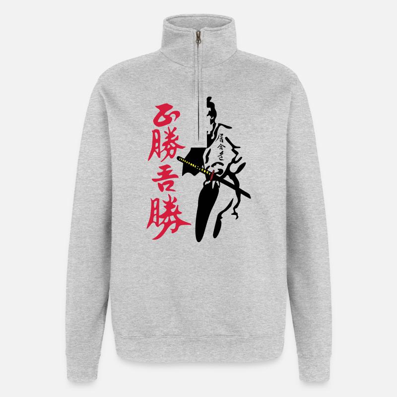 Bushi Night Hunter - Quarter-Zip-Sweatshirt - Grau meliert