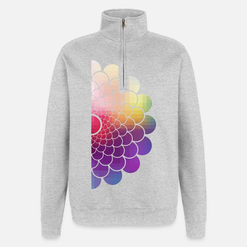 halber Regenbogen - Quarter-Zip-Sweatshirt - Grau meliert