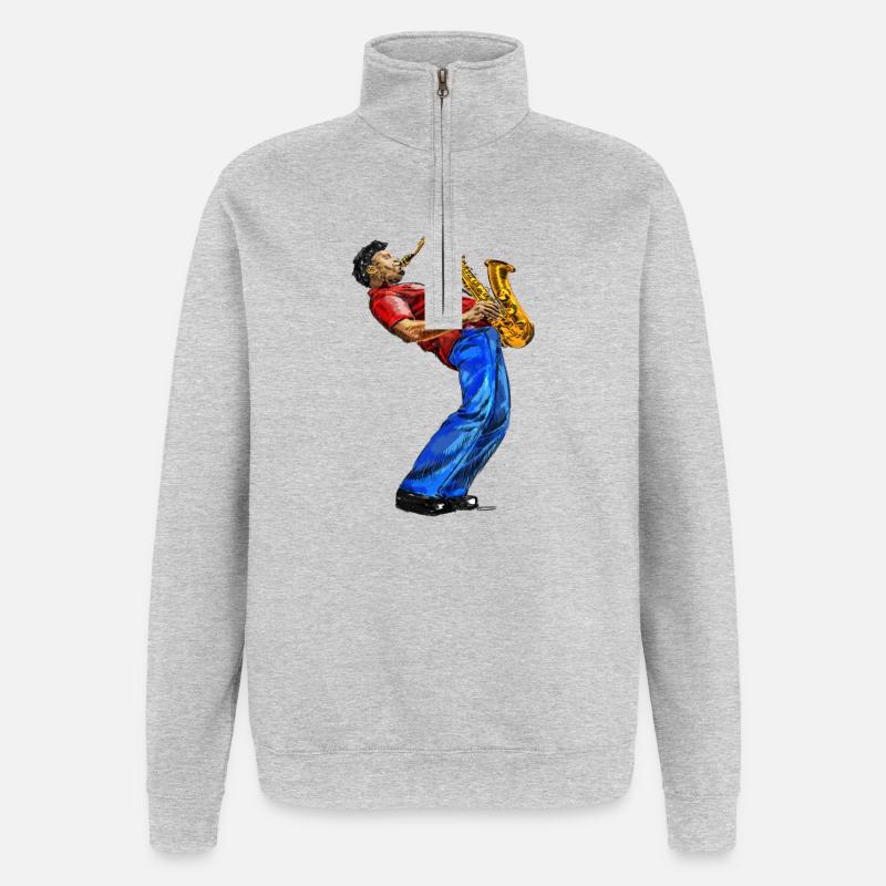 Saksofonist - Sweat à zip 1/4 - gris chiné