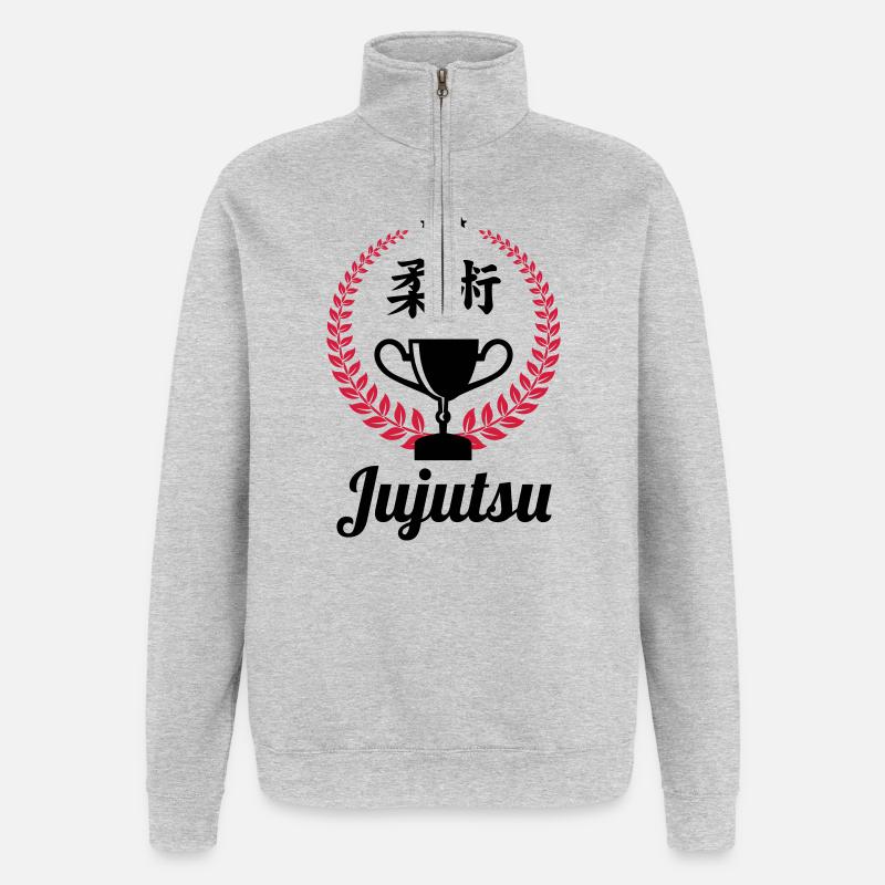 Jiu Jitsu / Jujutsu / Jiujitsu / Art Martial - Sweat à zip 1/4 - gris chiné